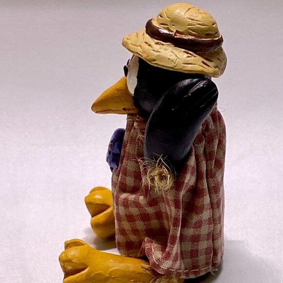 Russ Berrie & Co. 13900 VTG Collectible Crow Bird Jointed Mini’s Wooden Sitters - Picture 4 of 11